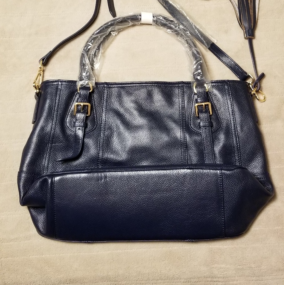 Leather Navy large handbag